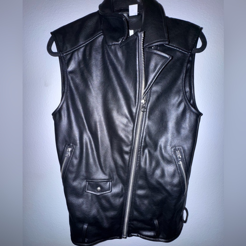 Faux leather motorcycle vest
